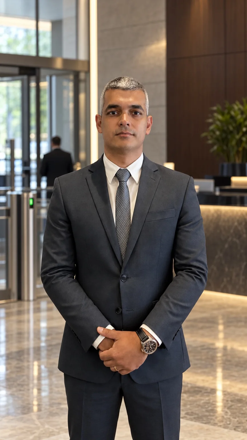 Retrato de Guilherme Portela de terno, na seção de apresentação do autor